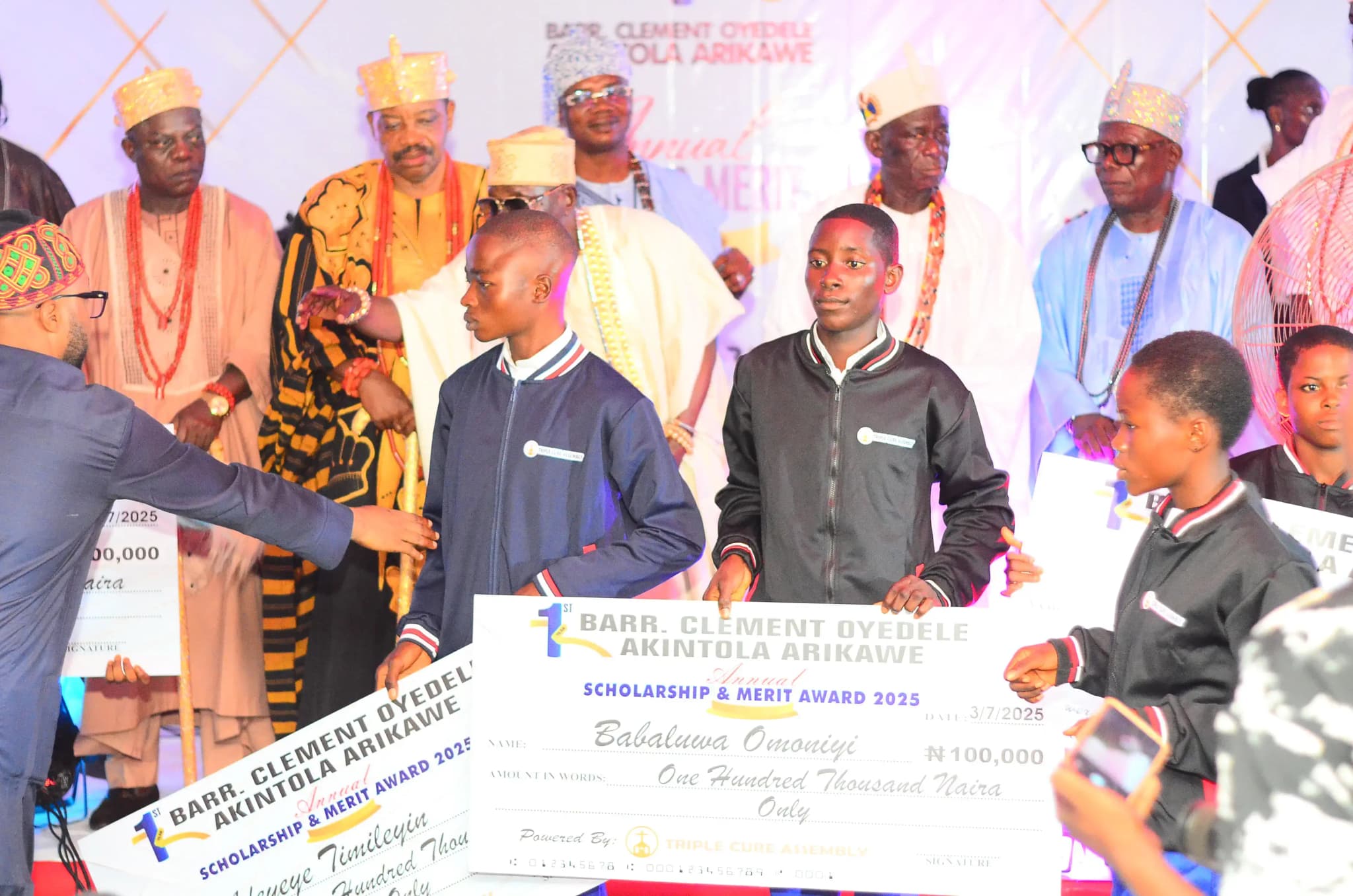 Scholarship recipients at ceremony